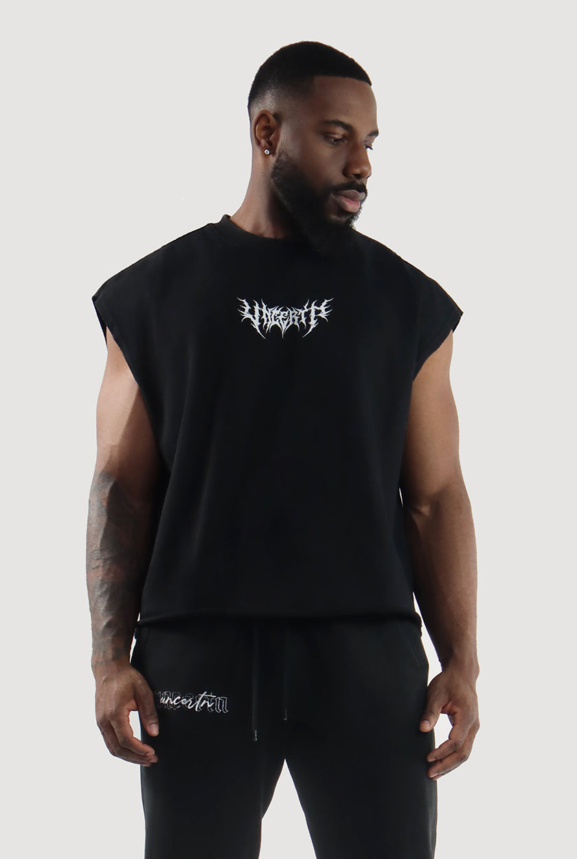 UC024 Conquer Boxy Cut Off Tank - Black