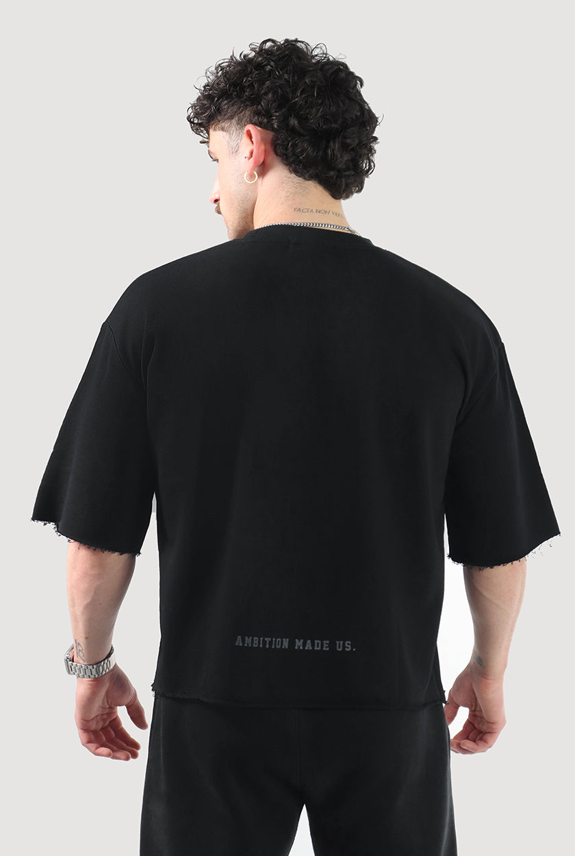 UC055 Apex Raw Hem Boxy Tee - Black