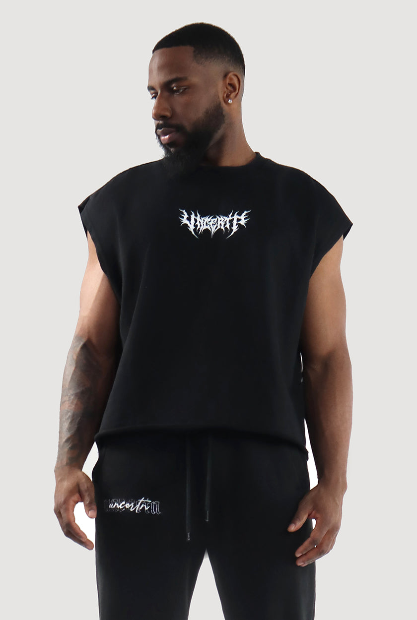 UC024 Conquer Boxy Cut Off Tank - Black