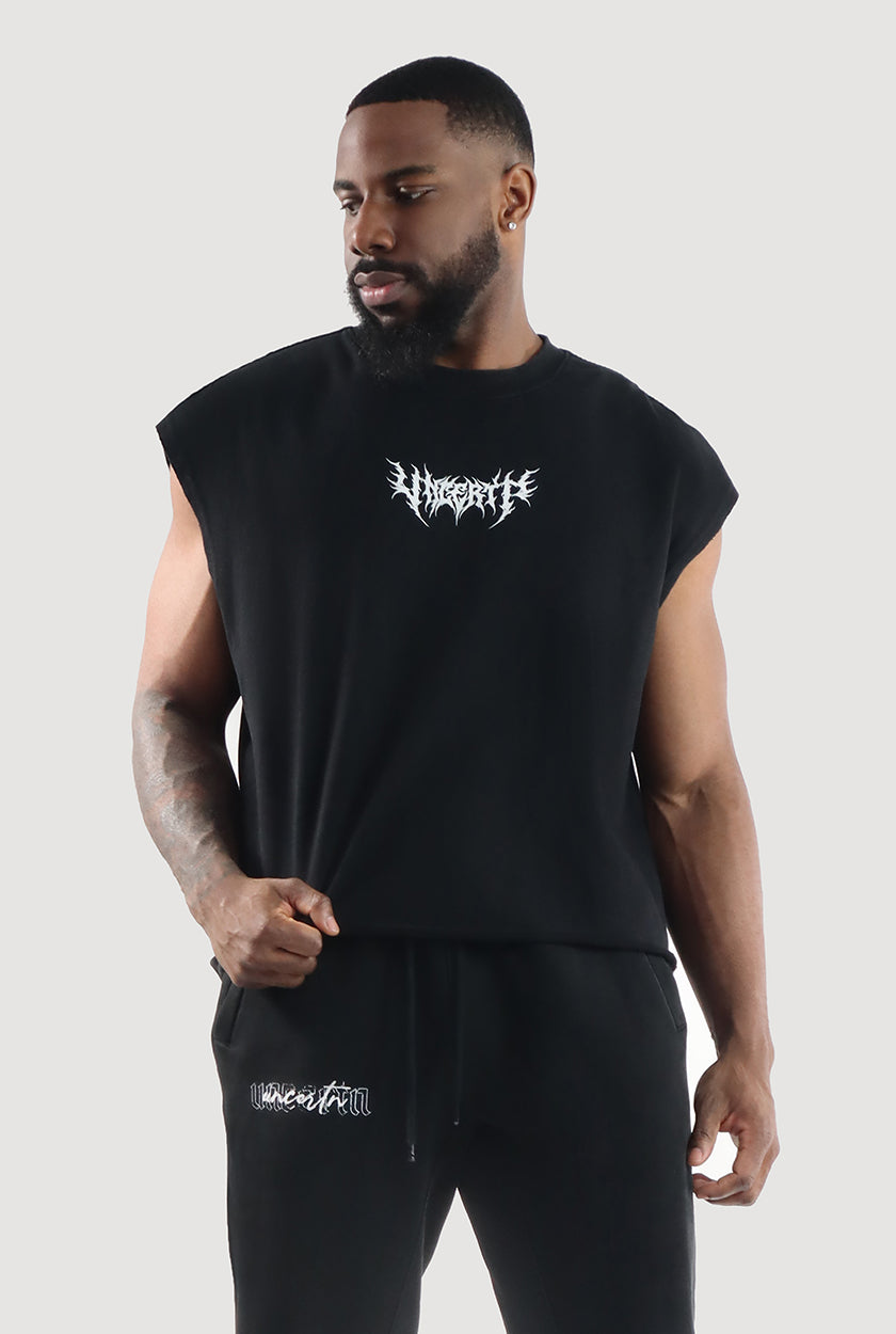 UC024 Conquer Boxy Cut Off Tank - Black