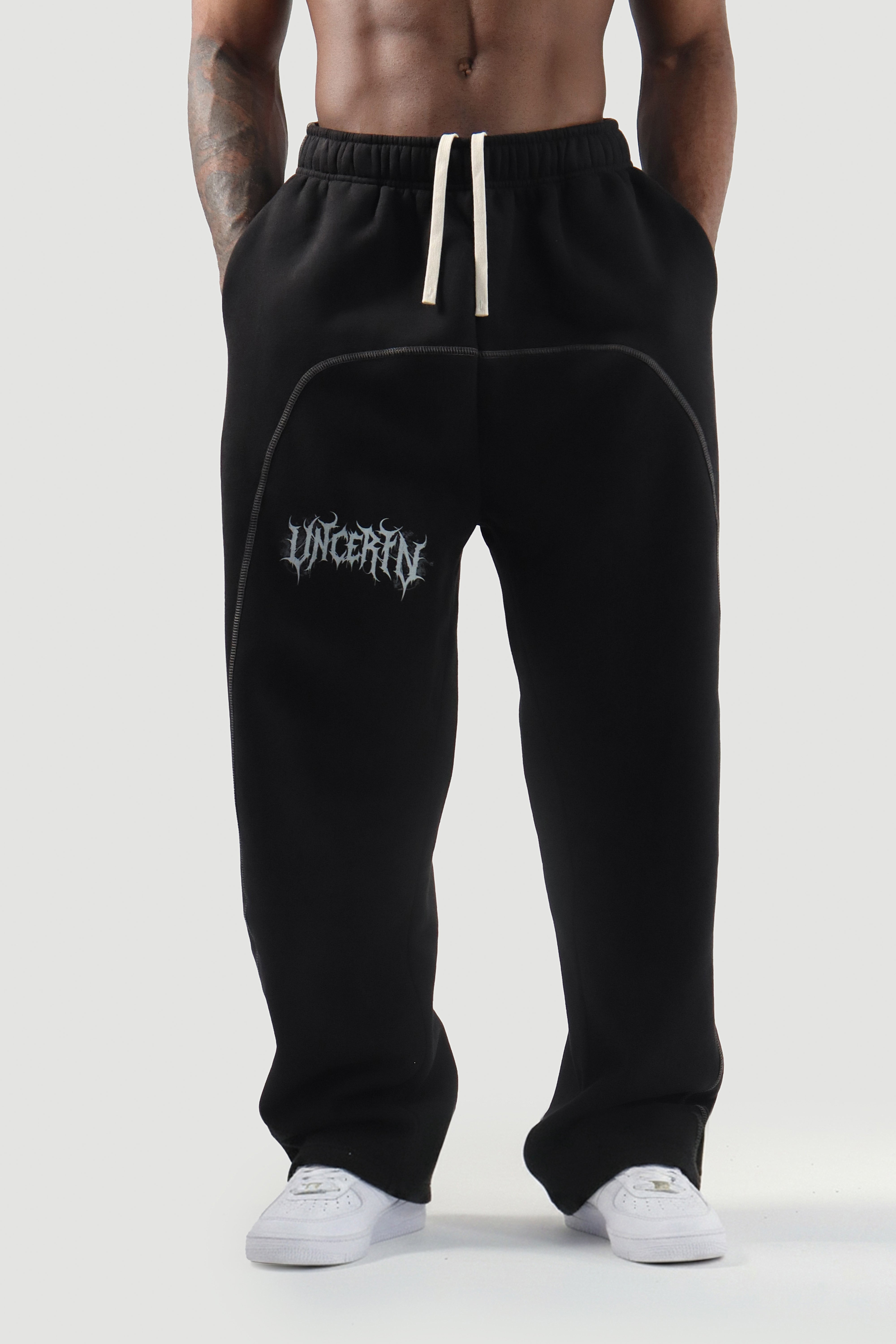 UC048 Shadow Oversized Stitched Joggers - Black